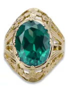 Or jaune 8 carats Emerald Anneau Artisanat vintage vrc031x-em Art Deco Style Art Déco soviétique
